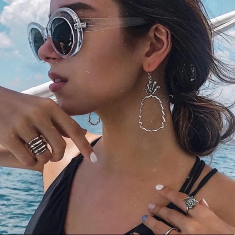 ALEXIS BITTAR • Gold Silver Crystal Abstract Pineapple Cut Out Drop Earrings